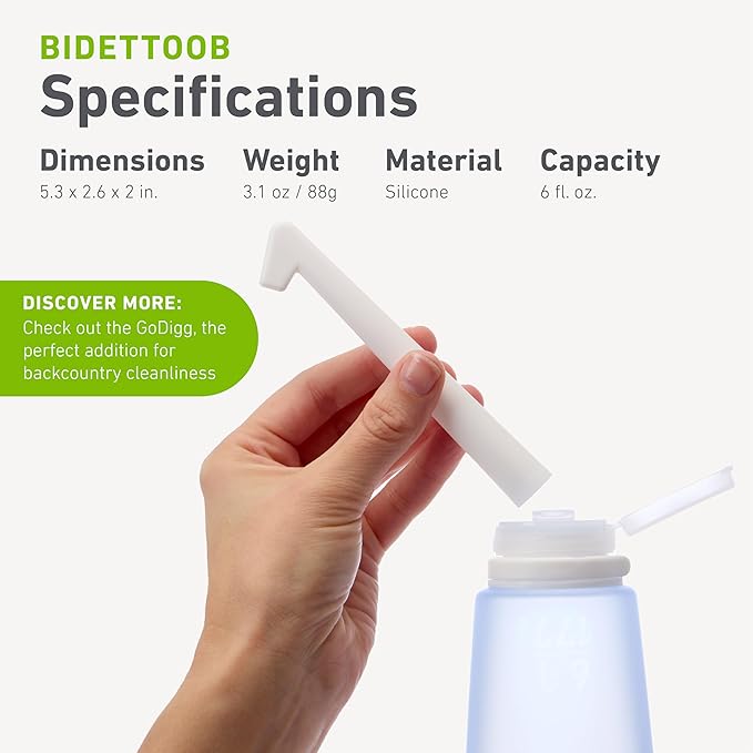 humangear BidetToob - Portable Travel Bidet, Detachable Spout Fits Inside Silicone GoToob XL, BPA-Free, PC-Free, 6 fl oz