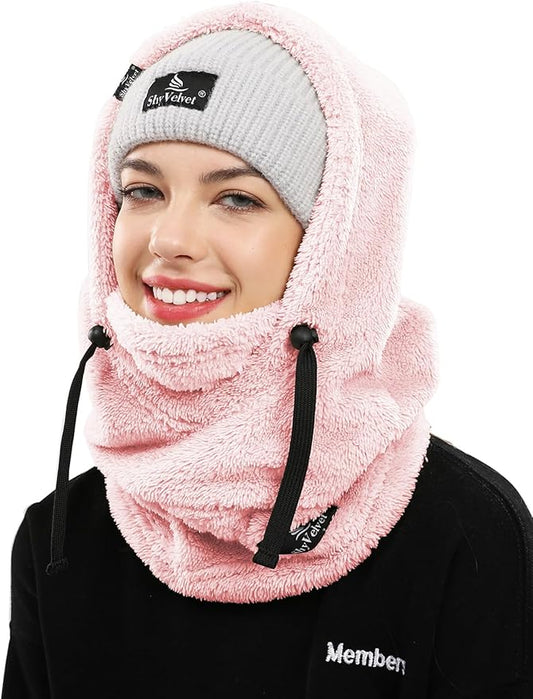 Shy Velvet Balaclava Wind-Resistant Winter Face Mask,Fleece Ski Mask for Men and Women,Warm Face Cover Hat Cap Scarf