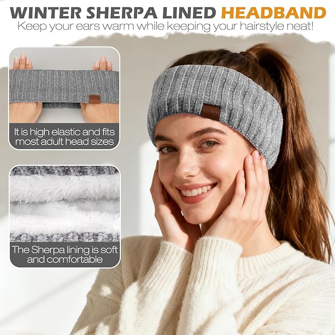 Winter Hats Gloves Scarf Set for Women, Beanie Hat Headband Ear Warmer, Infinity Scarf Touchscreen Gloves for Cold Weather