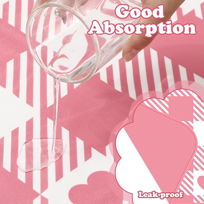 JarThenaAMCS 3 Pcs Checkered Guinea Pig Pee Pads 24 x 47 in Pink White Heart Reusable Bunny Squirrel Mat Washable Small Animal Cage Liner for Valentine's Day Rabbit Hamster Chinchilla Ferret Rat