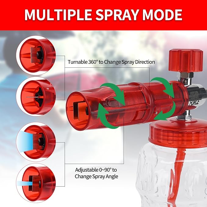 Pressure Washer Spray Gun M22-14 Max 3000 PSI with 1/4" Quick Connector Snow Foam Lance & 5 Spray Tips & Clip Nozzle Holder, Compatible for Some of Greenworks Kar-cher Ryobi Homelite Pressure Washer