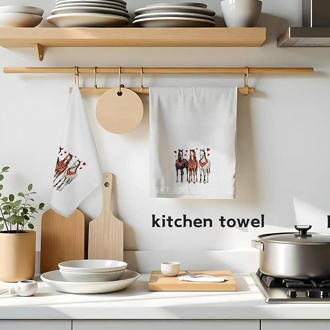 Horse Kitchen Towels, Western Hand Towels for Bathroom, Horse Lover Gifts Dish Towels, Kitchen Bathroom Decor, 16x24 Inch