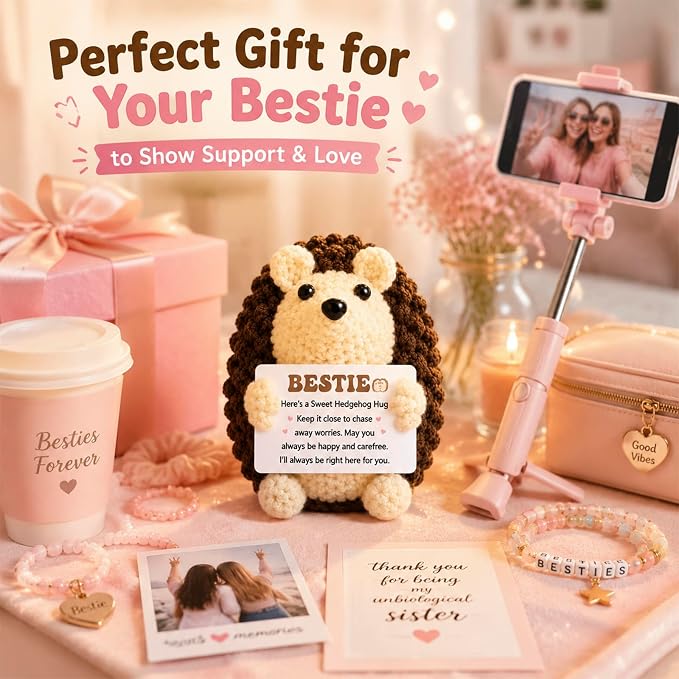 Mini Funny Hedgehog Best Friend Friendship Gifts for Women Men | Thank You Presents for Best Friend Sister Bestie,Cute Small Handmade Graduation Birthday Office Desk Decor