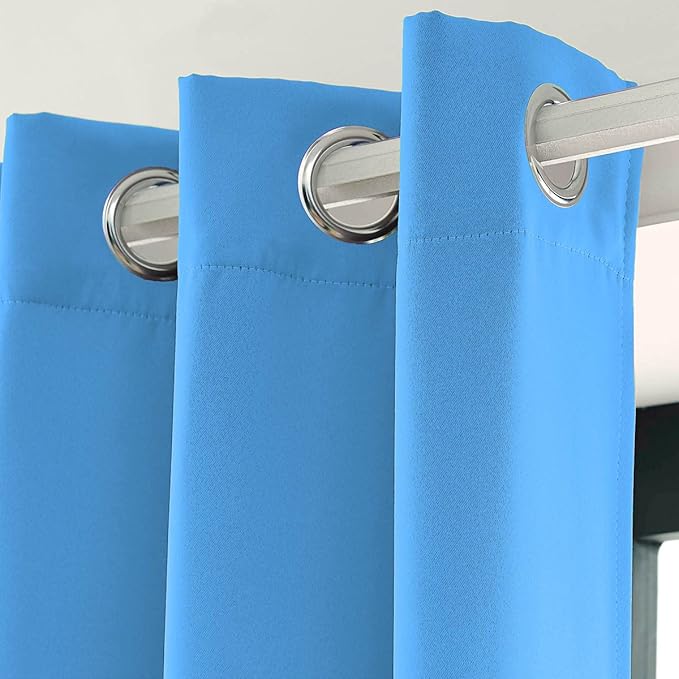 LA PALMA Thermal Insulated Blackout Darkening Grommet Living Room Curtains Window Drapes for Bedroom Pack of 2 Panels