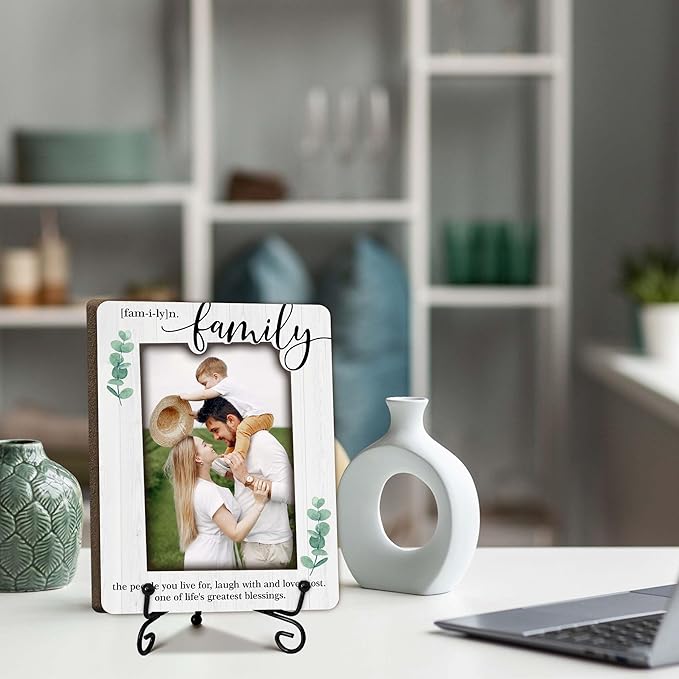 SIXEIGHT Family Definition Picture Frame Life's Greatest Blessing Wooden Photo Frame Natural Wood Picture Frame for Family Dad Mom Grandparents Father from son Desk Decor 4x6 Photos Frames-A17