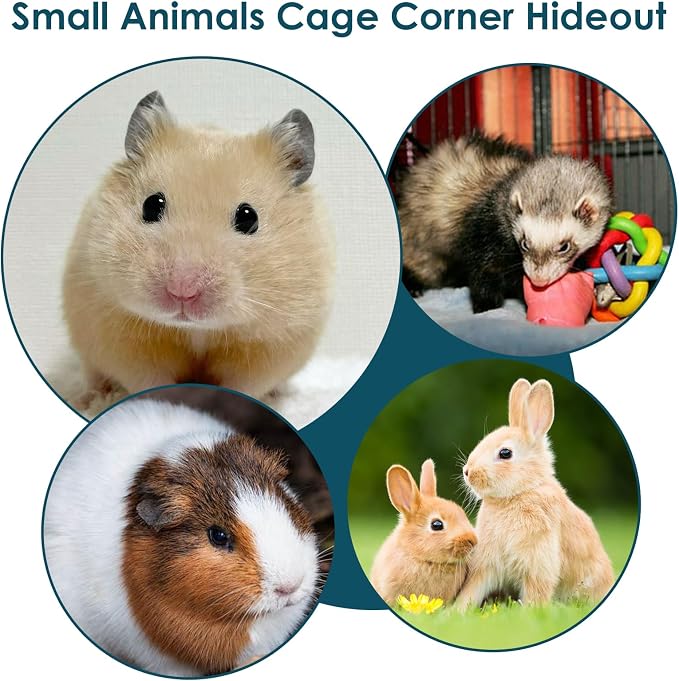 Lace Trim Guinea Pig Corner Hideout, Fleece Forest Cage Accessories, Pet Corner Hideaway for Guinea Pigs, Rabbits, Ferrets, Chinchillas, Hedgehogs (Blue)