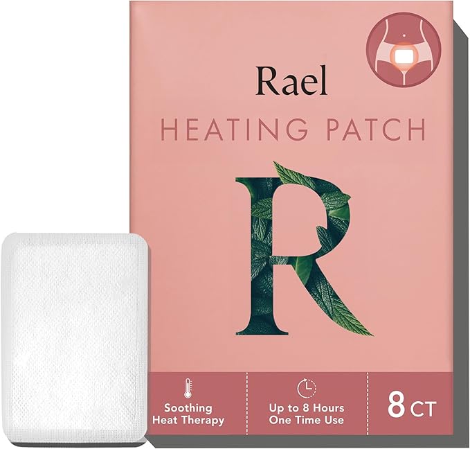 Rael Herbal Heating Patches - Period Cramps, Ultra Thin Design, On The Go Size (8 Count)