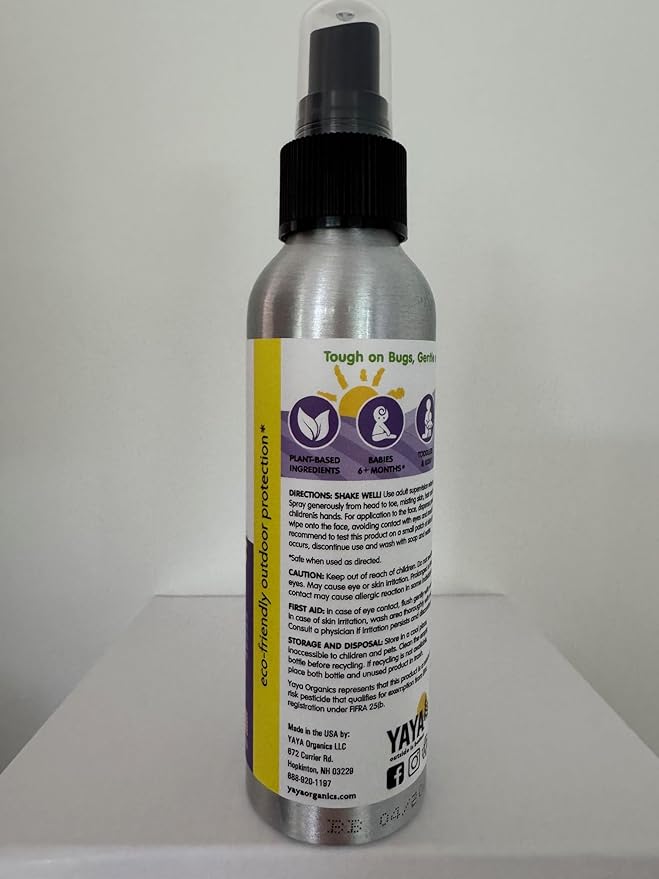 YAYA ORGANICS Baby Bug BAN – All-Natural, Proven Effective Repellent for Babies, Kids and Sensitive Skin (4 Ounce Spray, 2-Pack)