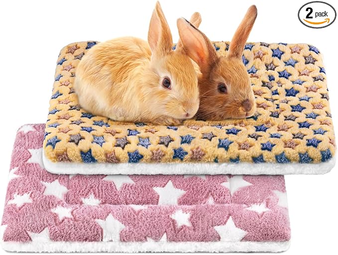 2 Pcs Guinea Pig Bed, Washable Rabbit Bunny Bed Mat Warm Small Animal Bed Pad Guinea Pig Pillow Pet Bed Mat for Chinchilla Hedgehog Ferret (19.3" x 12.6")