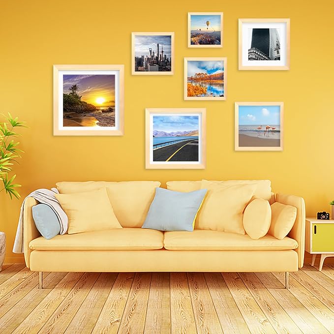 12x12 Wood Picture Frames for Wall Hanging or Tabletop,Diamond Painting Frame Baby Scan Picture Frames with 2 Mats Display 8x8 or 10x10 for Family Walls