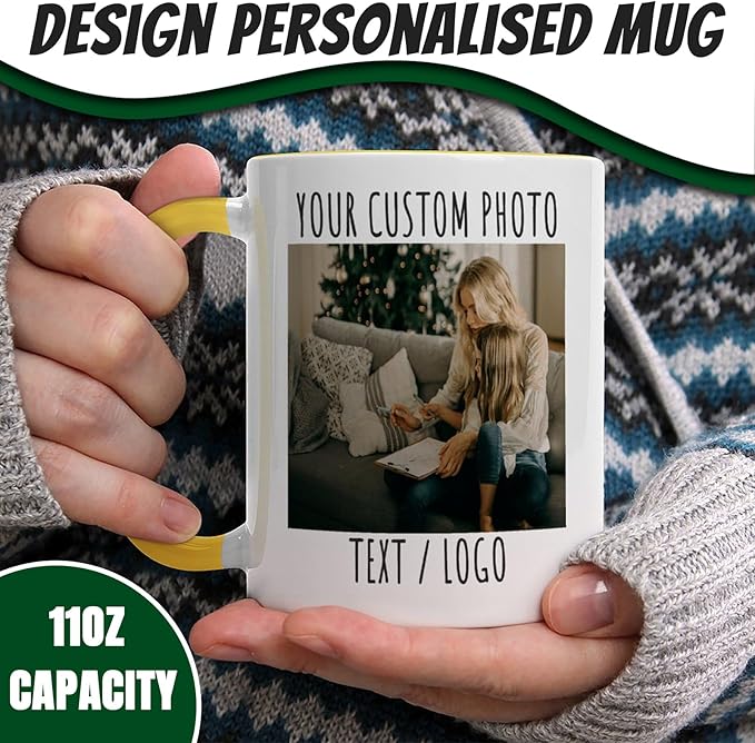 Custom Mug - Personalized Coffee Mug with Image, Logo, or Text | Custom Photo Cup | Customized 11 Oz Ceramic Tea Cup Taza Personalizadas Custom Gifts for Men & Women