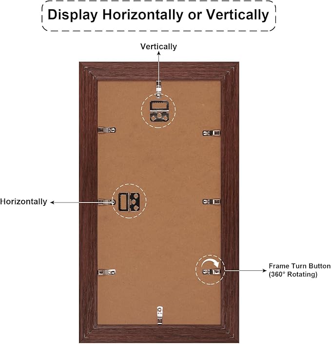 8x16 Picture Frame Display 3 opening Picture Frame 5x7 Collage,Multi Photo Frame with Mat,Plexiglass,Horizontal and Vertical Formats for Wall Decor,Walnut Wood Grain