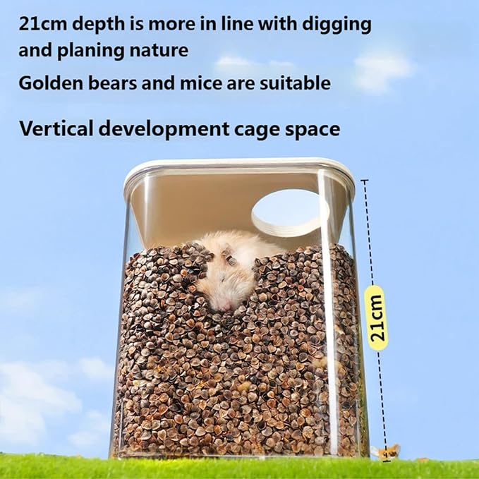 Hamster Sand Bath with Depth Digging and Transparent View for Observation Foraging Feeders