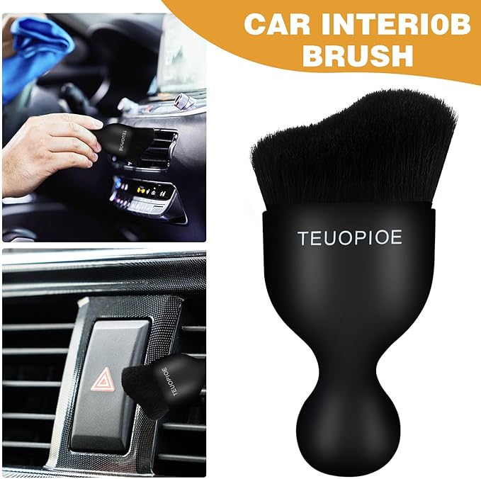 Car Interior Cleaning Brush, Car Duster Interior,Car Detailing Brush Dusting Brush,Car Interior Cleaning Tool, Auto Soft Hair Car Brush,Auto Interior Dust Brush for Air Vents(Black)