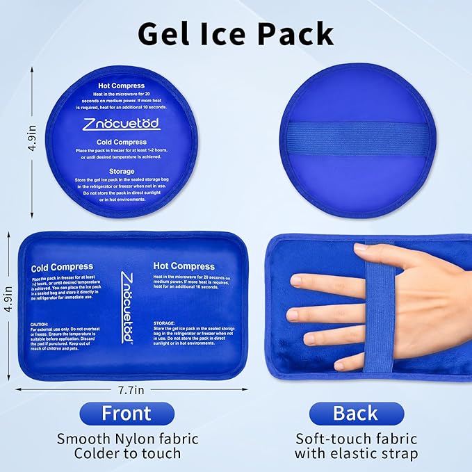 Gel Ice Pack for Injuries Reusable Soft Freezer Ice Bag with Strap- Hot Cold Compress Packs for Swelling Bruises Surgery Knee Shoulder Foot Back Ankle Neck Elbow Wisdom Tooth-2 Pack