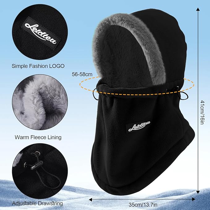 Balaclava Ski Mask for Women Winter Fleece Windproof Face Mask Neck Warmer Scarf Helmet Hood Outdoor