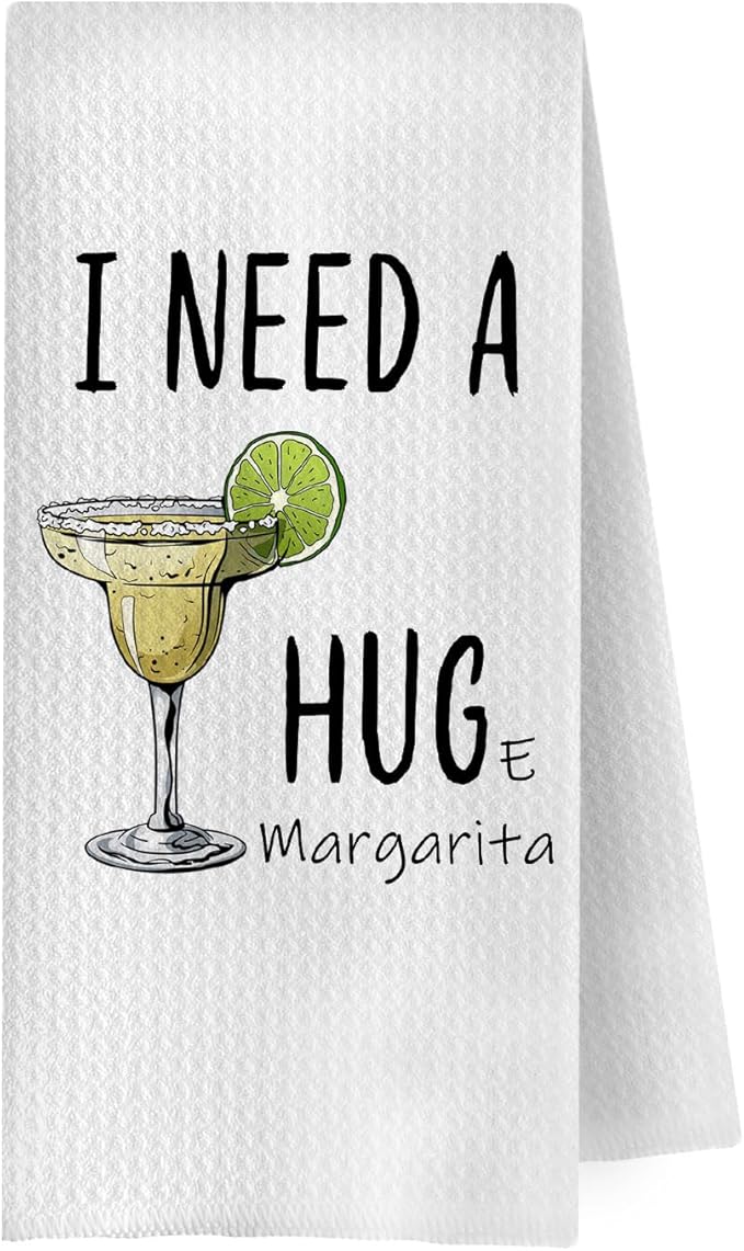 Funny Margarita Kitchen Towels - Margarita Lover Gifts Decorative Waffle Weave Dish Towels, Bar Cart Decor Hand Towels Tea Towel, 16x24 Inch