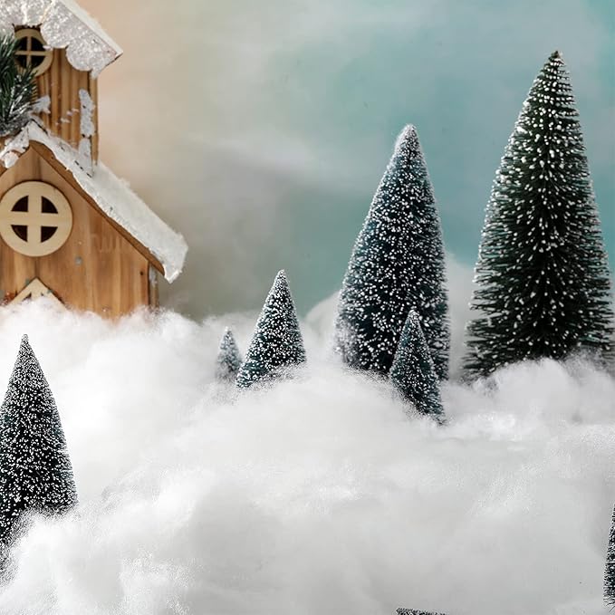 Tatuo 14 oz Fake Snow 7 Oz/200 g Per Bag Artificial Fake Cotton Christmas White Cloud Faux Fluffy Snow Indoor Soft for Winter Christmas Tree Mantle Village Nativity Scene