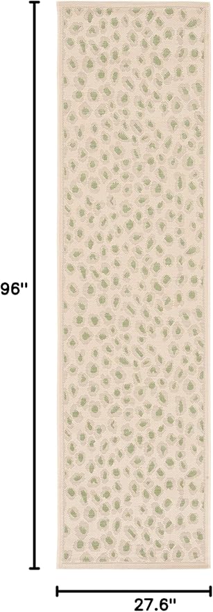 SAFAVIEH Washable Rug Outdoor Courtyard Collection - 2'3" x 8' Runner, Beige & Green, Non-Shedding & Easy Cleaning, Ideal for Patio, Entryway, Mudroom, Hallway, Kitchen (CY6104-45312)
