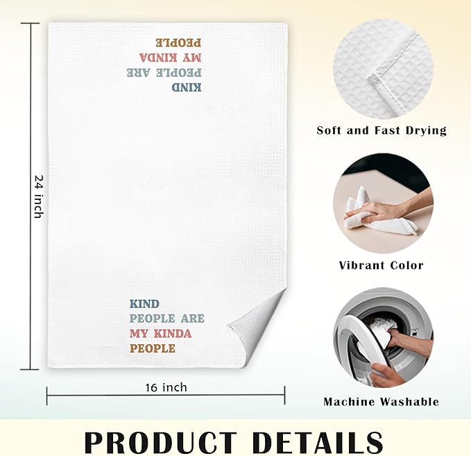 JINYO Kindness Gifts Kitchen Towels, Inspirational Gifts Dish Tea Towels for Kitchen, Motivational Gifts Hand Towels for Bathroom, Encouragement Positive Gifts for Women, 16x24 Inch