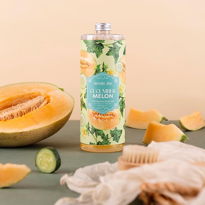 ROMIIE ZOI Foaming Hand Soap Refill, Cucumber&melon, Gentle & Moisturizing Formula, 1000 ML/ 33.8 FL OZ