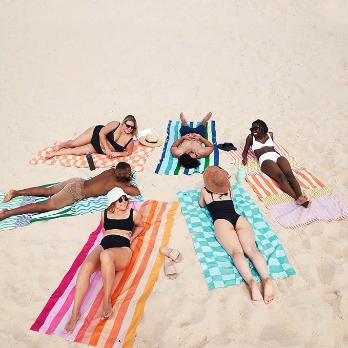 Dock & Bay Beach Towel - Quick Dry, Sand Free - Compact, Lightweight - 100% Recycled - Includes Bag - Summer Sugar - Set of 6 - Large (160x90cm, 63x35)