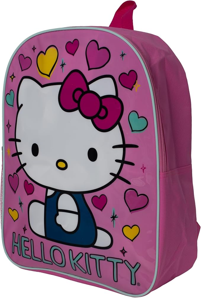 AI ACCESSORY INNOVATIONS Hello Kitty Kids Backpack, Elementary School Girls Book Bag with Padded Straps, Pink