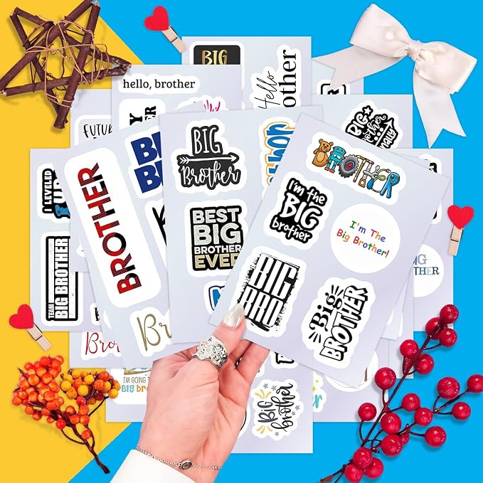 Big Brother Stickers for Water Bottle and Laptop - Big Brother Party Supplies & Decorations, Waterproof Vinyl Decals, Sibling and Family Stickers, Gifts for Women & Men
