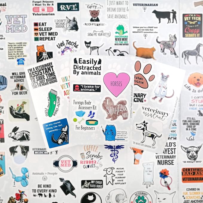 100Pcs Funny Veterinary Stickers and Laptop Decals, Vet Stickers, Veterinarian Decals, Funny Veterinary Gifts, Gifts for Women & Men