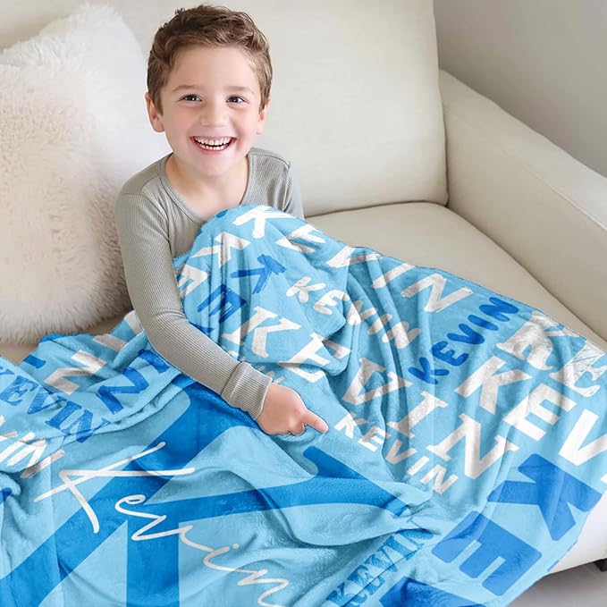 Personalized Blankets for Teen Girls Boys - Printed in USA, Custom Blanket with Kids Names, Ultra-Soft Flannel Monogrammed Baby Throws Blankets, Customized Christmas Brithday Gifts for Adults