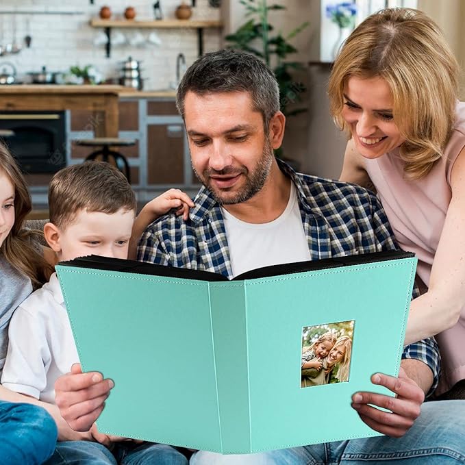 Ywlake Photo Album 4x6 400 Pockets, Leather Photo Albums Holds 400 Vertical Pictures Only Teal