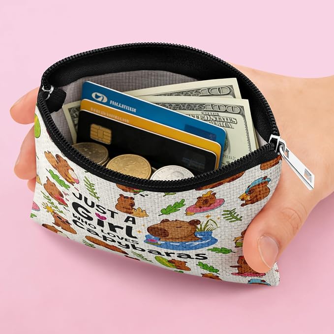 Capybara Lover Gift Coin Purse Capybara Gifts for Friend Bestie Sister Daughter Teens Animal Lover Gift Christmas Birthday Valentines Present for Capybaras Lovers Zipper Change Pouch