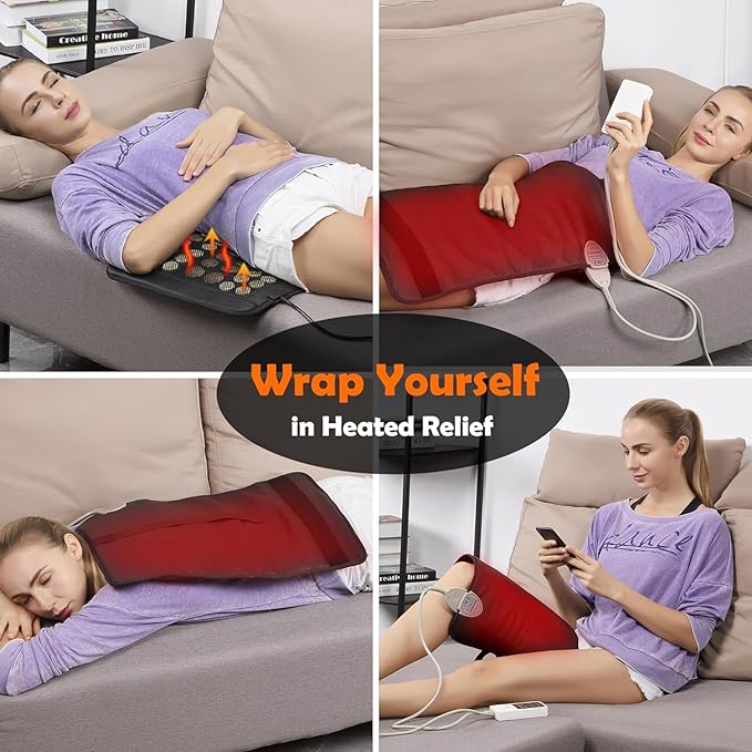 UTK Infrared Heating Pad for Back, Luxury Gift Design, 5X Deeper Pain Relief, FSA-HSA Eligible, Included Jade Bracelet,Replacement Cover Bag,Travel Bag, Hotter to 159℉, Gifts for Women Men,24'' x 16''
