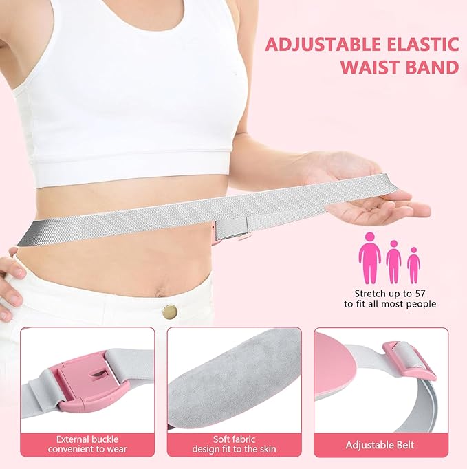 LISACOOL Portable Ccordless Heating Pad for Period Cramps Electric Waist Belt Device Portable Heatings Pad with 3 Heat Levels and 3 Massage Modes Birthday Gifts for Women and Girls (Pink)