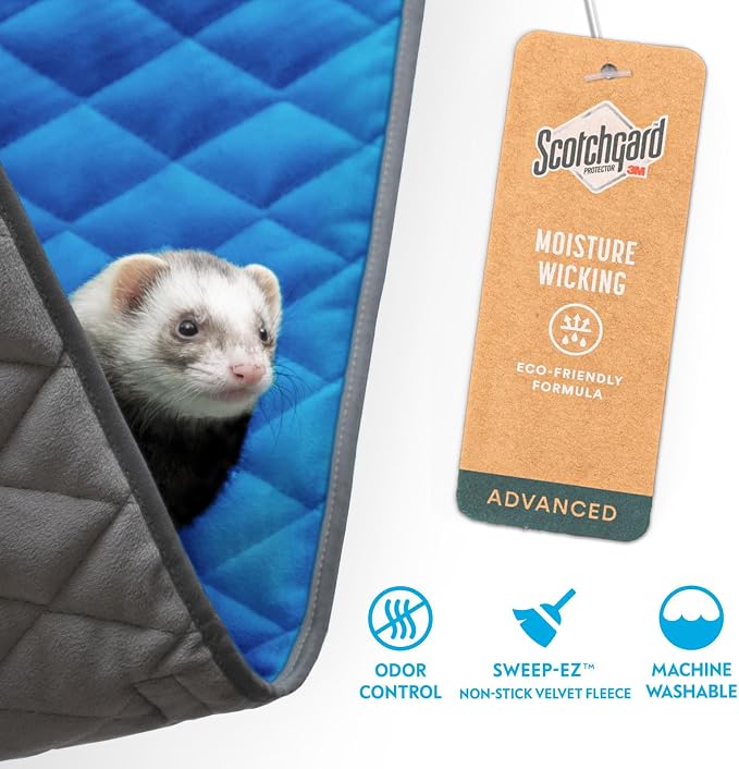 Paw Inspired Hanging Fleece Hammock for Small Animals, Gray/Blue | Hammock with Swivel Clips for Pet Cage for Ferrets, Rats, Chinchillas, Sugar Gliders, Hideout Toy for Guinea Pigs, Hamsters