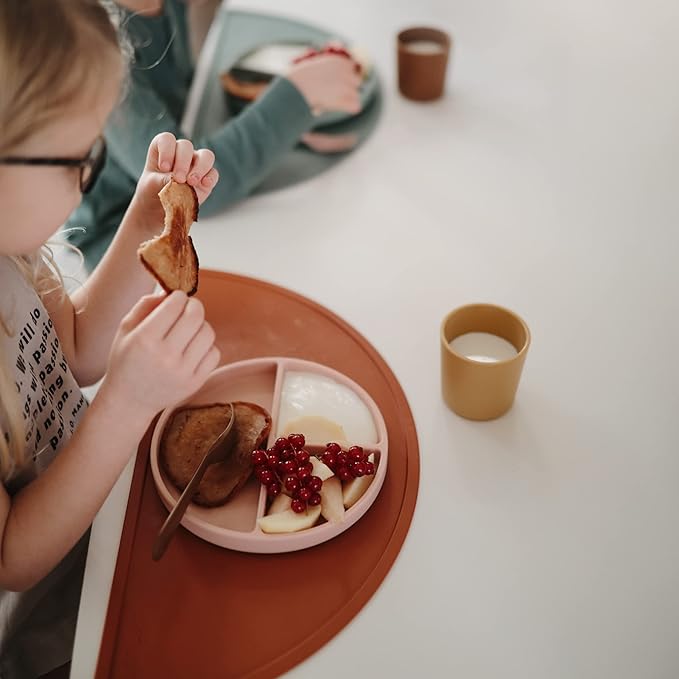 mushie Silicone Suction Plate | BPA-Free Non-Slip Design (Cloudy Mauve)