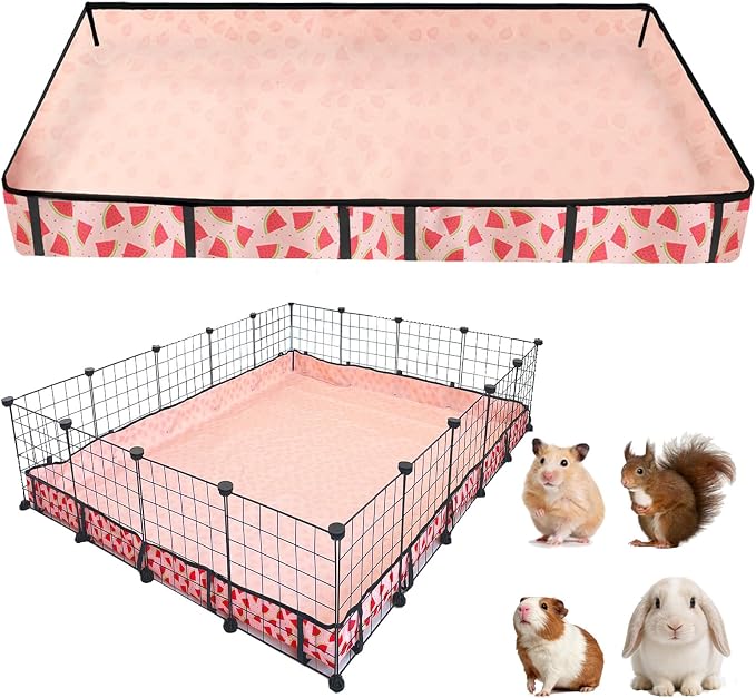 Waterproof Guinea Pig Cage Liners, Washable & Reusable Small Animal Cage Mat, for Rabbit, Hamster, Chinchilla, Hedgehog (Watermelon),C&C 48x60 inches