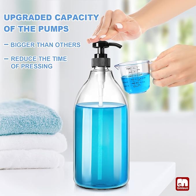 GMISUN Laundry Detergent Soap Dispenser, Liquid Laundry Detergent Dispenser, Container for Farmhouse Laundry Room Decor, Organizer for Liquid DetergentSoftenerBleach Storage Bottle(64 Oz Set of 3)