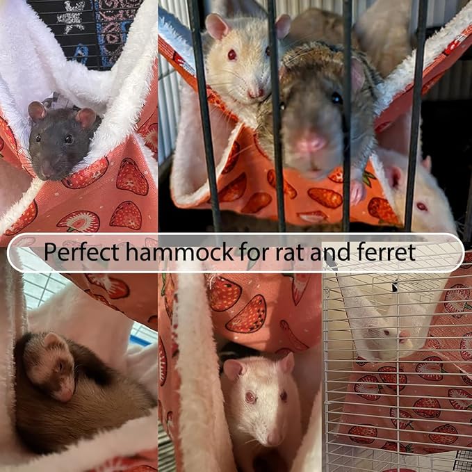 EAEDMY Rat Ferret Hammock Toys Cage Accessories, Guinea Pig Hideout Tunnel, Warm Bed for Rat Ferret Guinea Pig Sleep Hide and Play (4.Hammock)