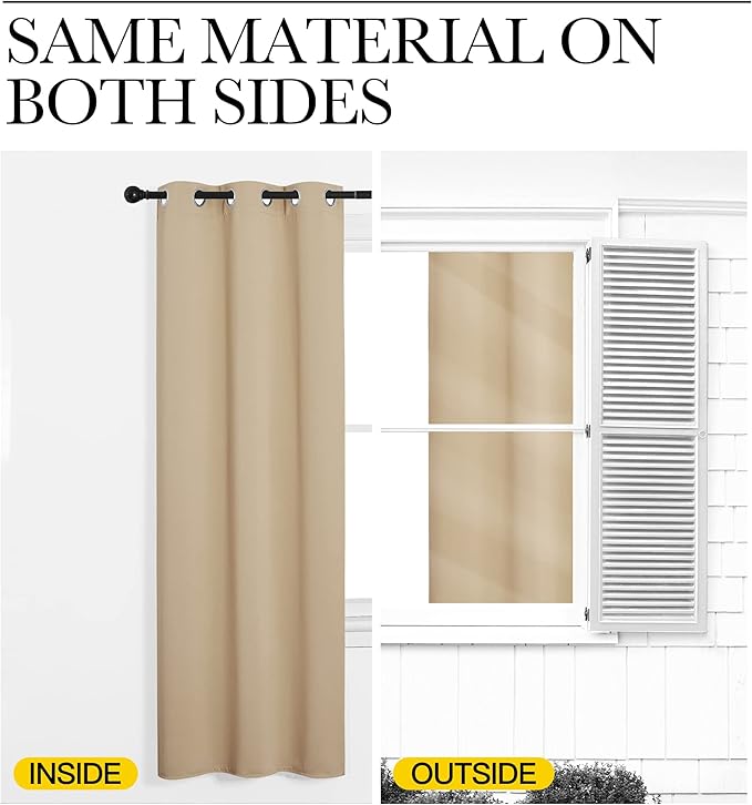 NICETOWN Room Darkening Grommet Panels - Baby Room Curtains 95 inches Long, Privacy Draperies (42 inches Width, Biscotti Beige, 1 Pair)
