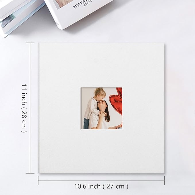 Vienrose Large Photo Album Self Adhesive for 4x6 8x10 Pictures Linen Scrapbook Album DIY 60 Blank Pages with A Metallic Pen