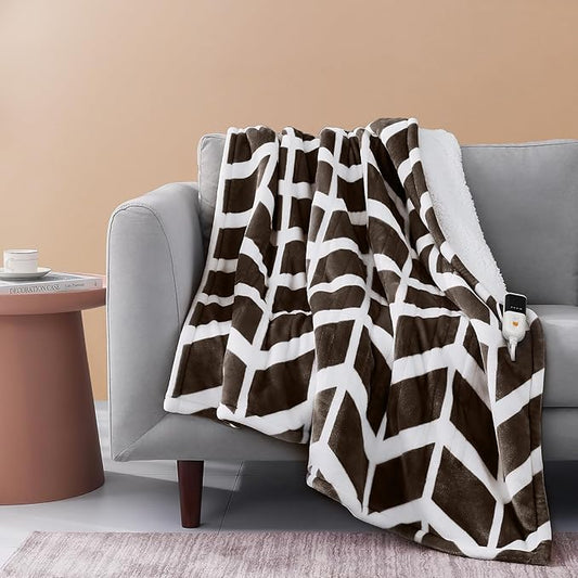 VENTIMI Electric Blanket Heated Throw, 62" x 84" Heated Blanket with 9 Heat Levels & 2 to 10 Hours Auto Off, Fast Heating Blankets with ETL & FCC Certification, Coffee