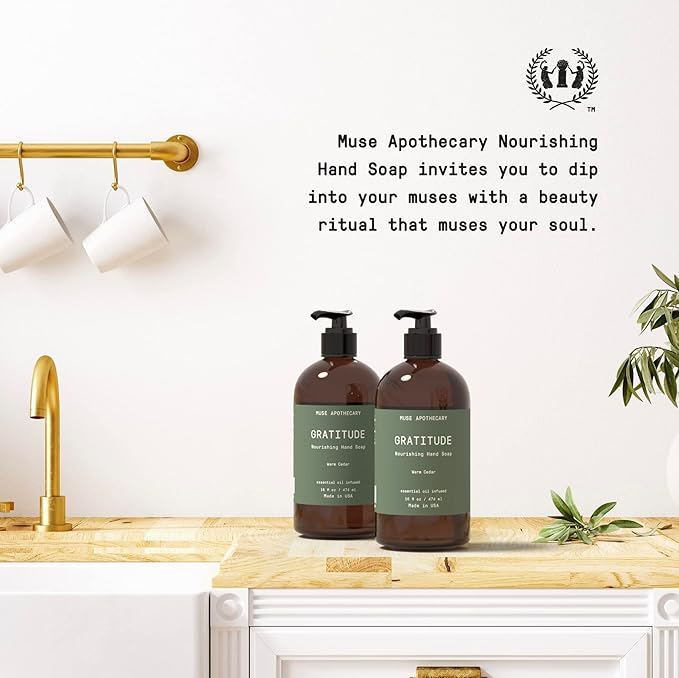 Muse Apothecary Hand Ritual - Botanical Collection - Aromatic and Nourishing Hand Soap, Infused with Natural Aromatherapy Essential Oils - 16 oz, Warm Cedar, Pack of 3