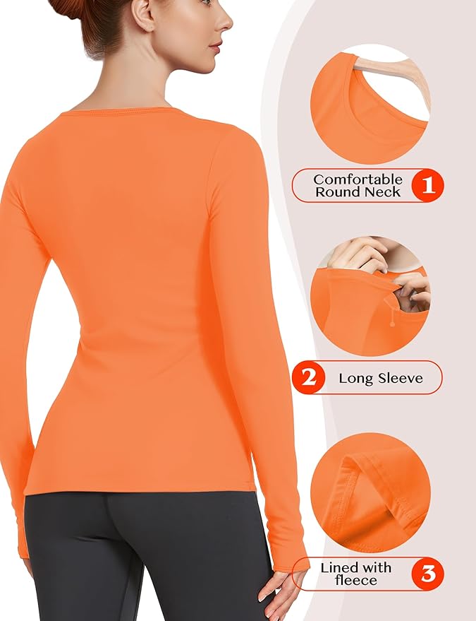 Women's Long Sleeve Thermal Underwear Lightweight Compression Baselayer Shirt Women Clothing Premium Comfort Winter Tops