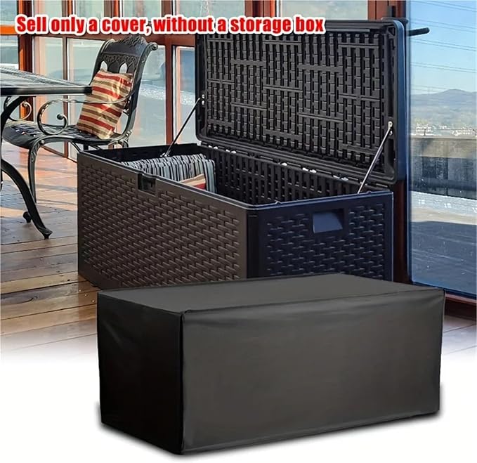 1pc Outdoor Terrace Box Cover, Deck Weatherproof Furniture Protective Protection(Black,123x63x55cm)