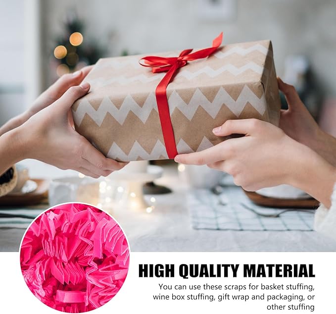 ZEBMOON 2 LB Hot Pink Crinkle Cut Paper Shred Filler Great for Gift Wrapping, Basket Filling, Birthday, Wedding, Halloween, Thanksgiving, Christmas Day, New Year Party Decorations Filling Supplies
