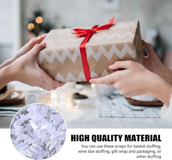 ZEBMOON 2 LB White Crinkle Cut Paper Shred Filler Great for Gift Wrapping, Basket Filling, Birthday, Wedding, Halloween, Thanksgiving, Christmas Day, New Year Party Decorations Filling Supplies
