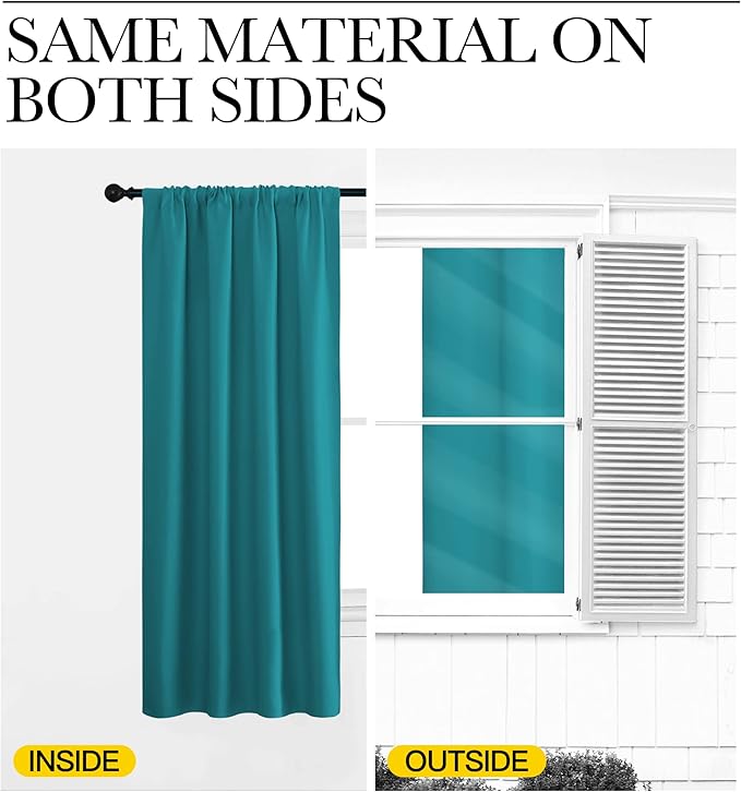 NICETOWN Blackout Curtains for Bedroom, Blackout Curtain Panels, Peacock Blue, 1 Pair, 70 by 63-inch, Window Treatment Energy Saving Thermal Insulated Solid Rod Pocket Blackout Drapes/Draperies