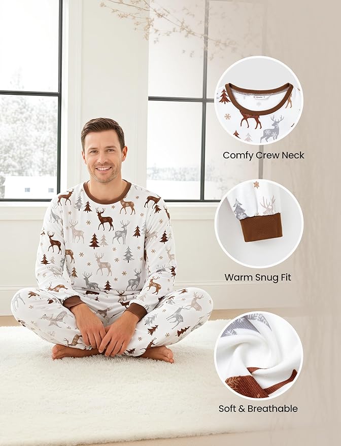 PATPAT Christmas Family Matching Pajama Sets Includes Christmas Socks - Perfect for Family Photos & Holiday Celebrations