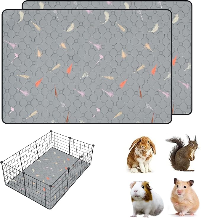 2Pcs Guinea Pig Cage Liners,Guinea Pig Fleece Cage Liners24''X36'' Super Absorbent Washable Pee Pads Reusable for Rabbit Hamster Chinchilla